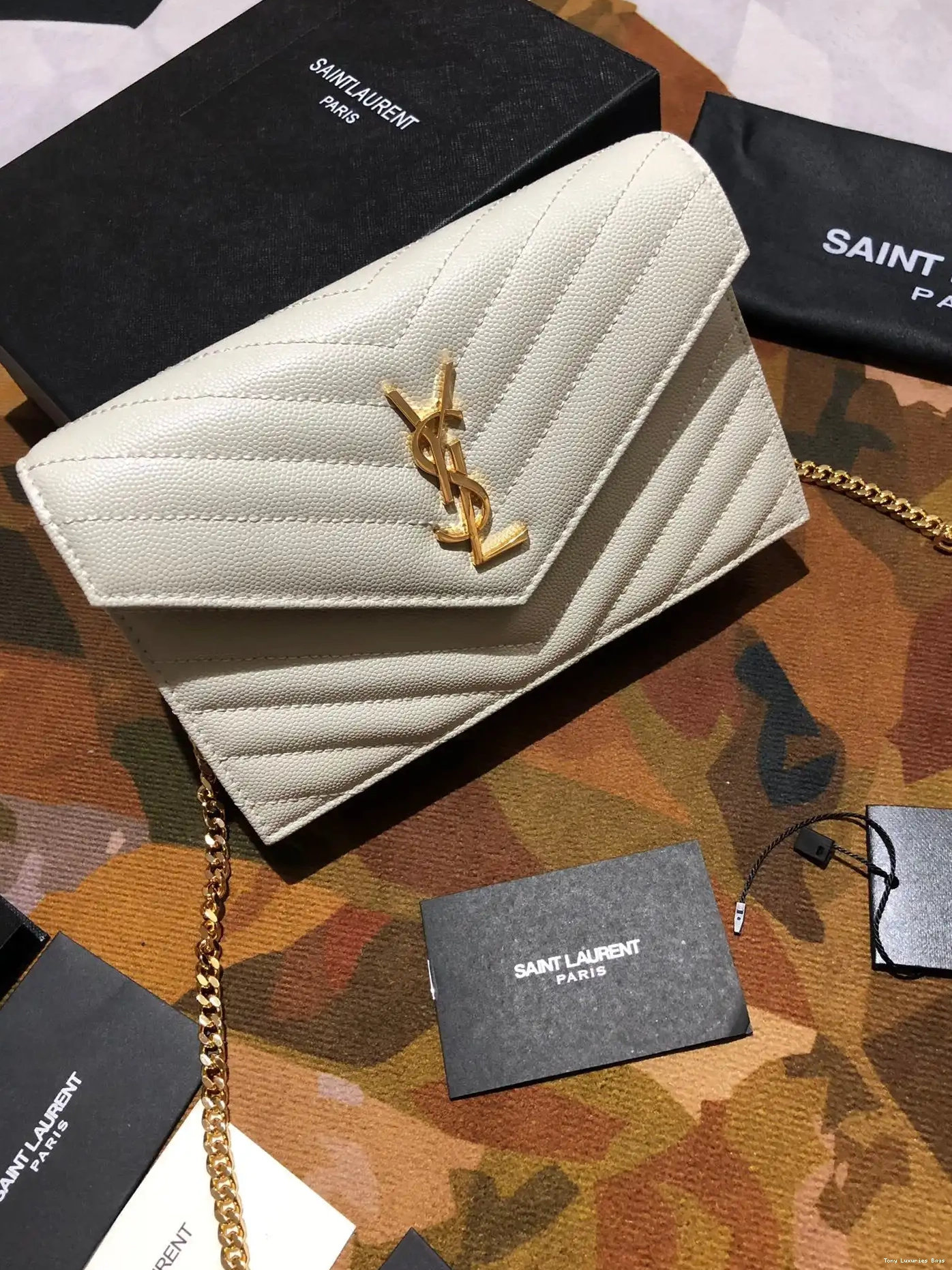 Tony Luxuries MATELASSÉ YSL CHAIN CASSANDRE WALLET 0707